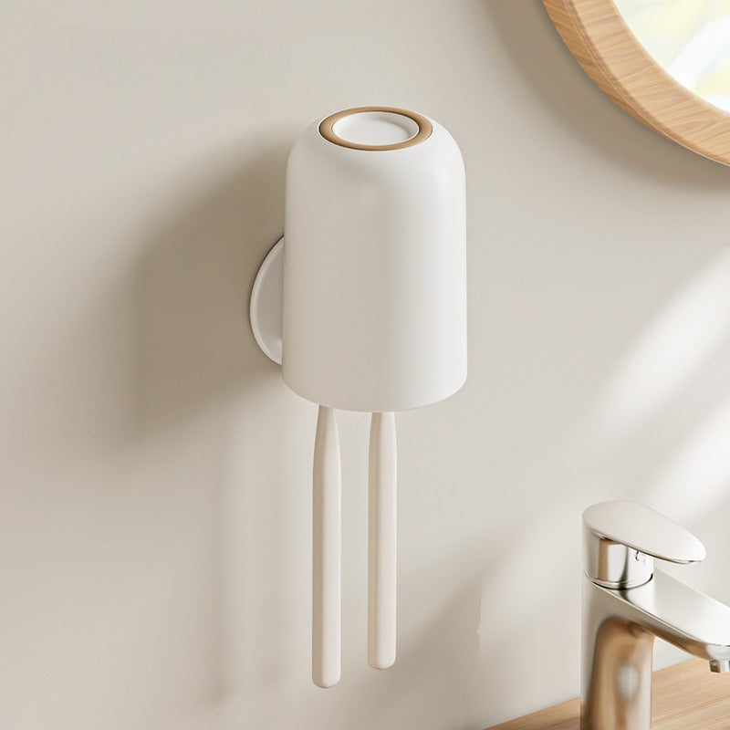 Adhesive wall-mounted razor and toothbrush holder