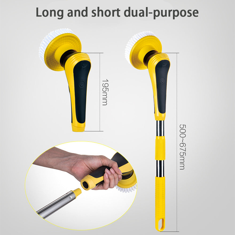 Cordless scrubber with flat brush head for large surfaces