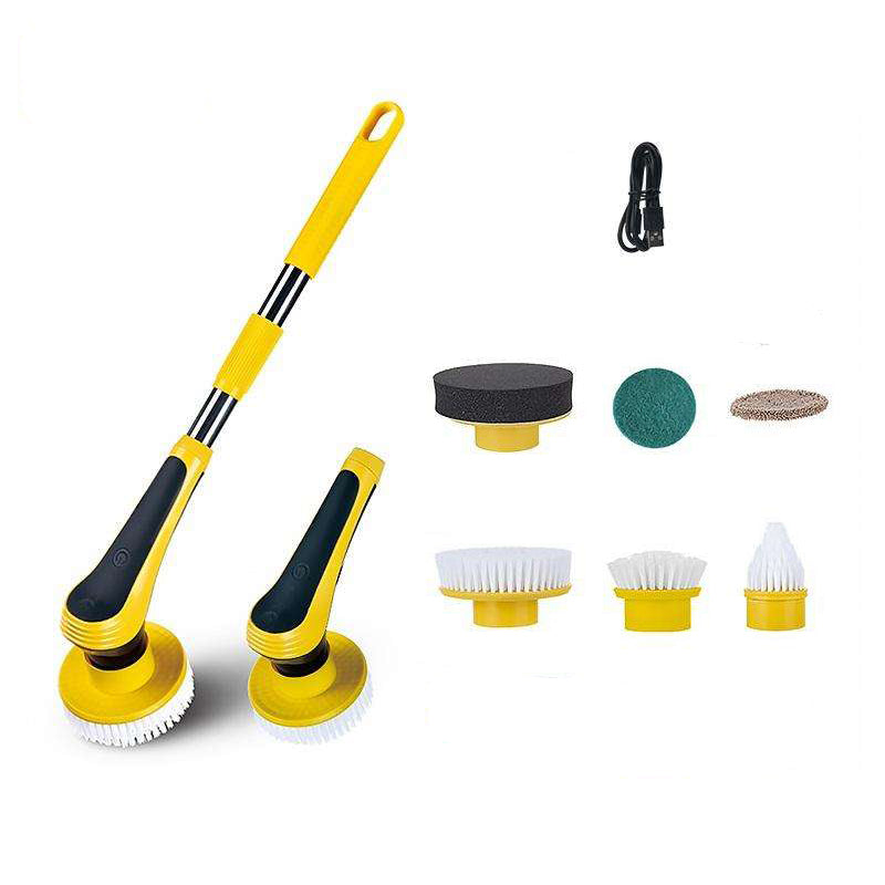 Electric spin scrubber with interchangeable cleaning brush heads