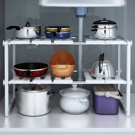 Expandable under-sink organiser and storage rack